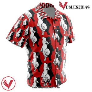 Monokuma Danganronpa Hawaiian Button Up Shirt, Perfect Gifts For Anime Lovers - Vesles2014S 1