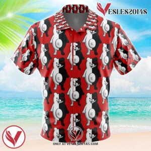 Monokuma Danganronpa Hawaiian Button Up Shirt, Perfect Gifts For Anime Lovers - Vesles2014S
