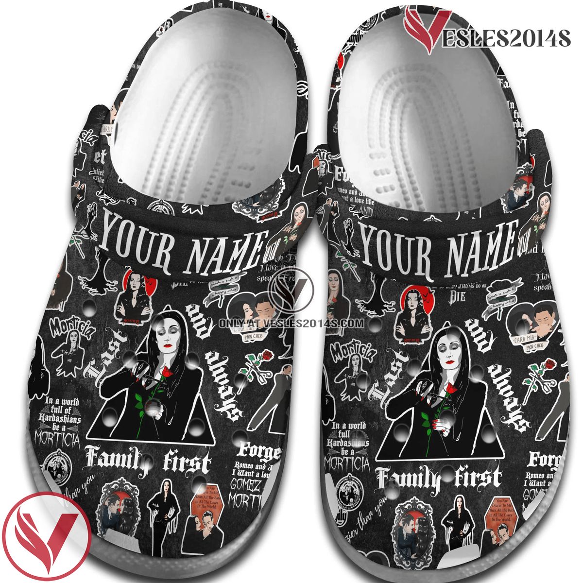 Mother Day morticia addams Crocs Crocband Clogs Shoes Comfortable For Men Women and Kids Style 1, Unique Gift From Vesles2014S 2