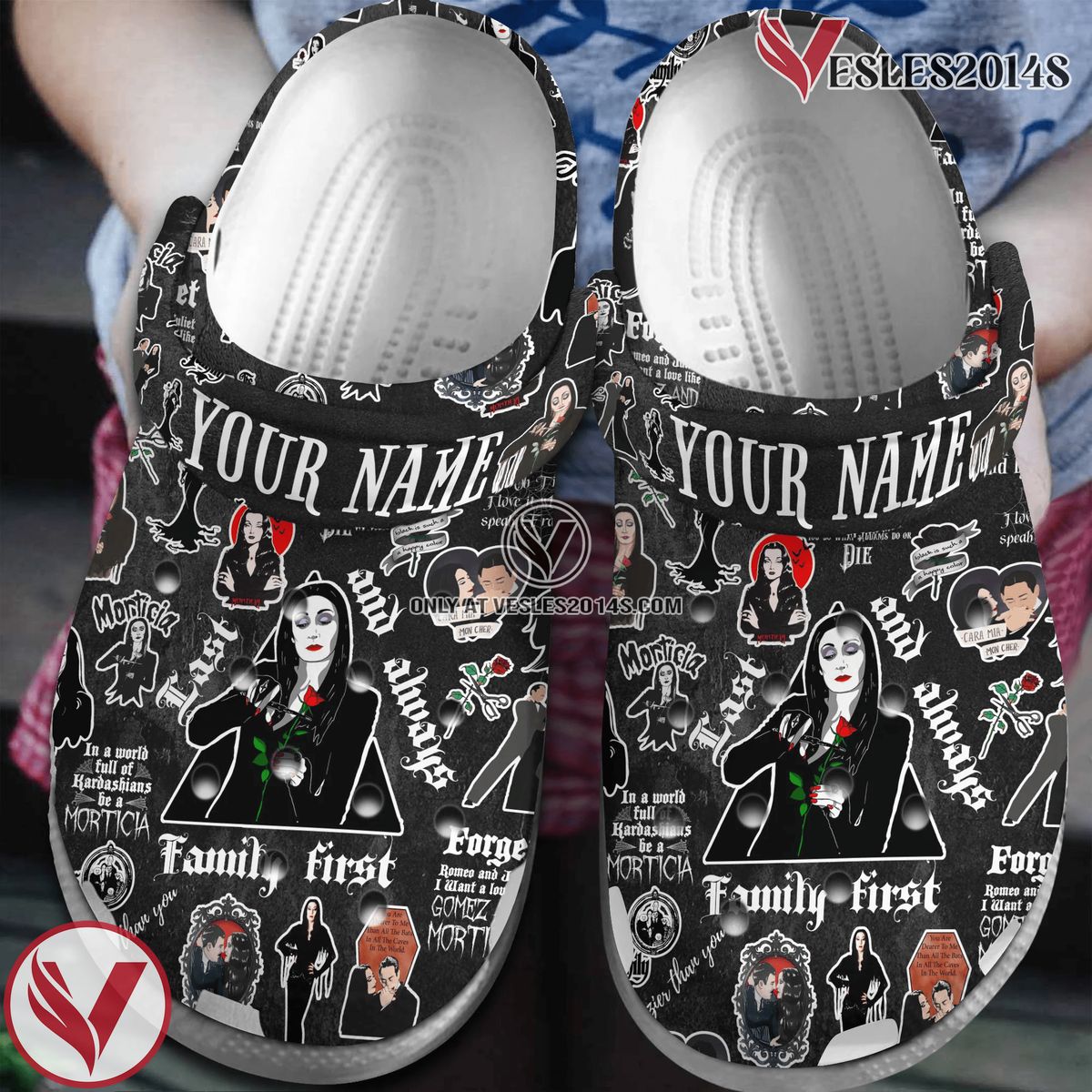 Mother Day morticia addams Crocs Crocband Clogs Shoes Comfortable For Men Women and Kids Style 1, Unique Gift From Vesles2014S