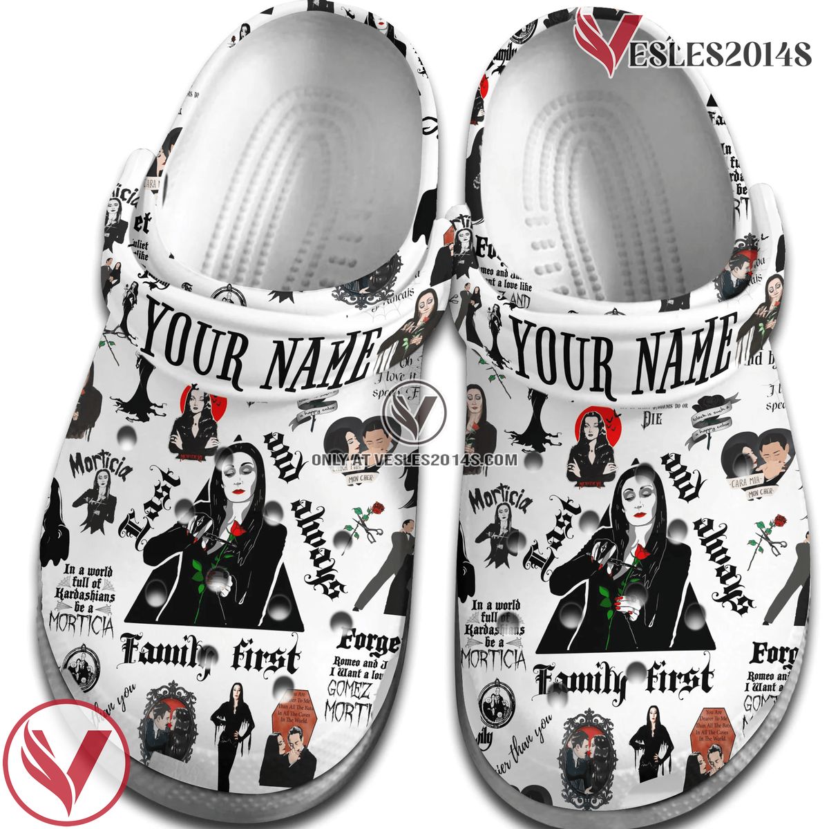 Mother Day morticia addams Crocs Crocband Clogs Shoes Comfortable For Men Women and Kids Style 2, Unique Gift From Vesles2014S 2