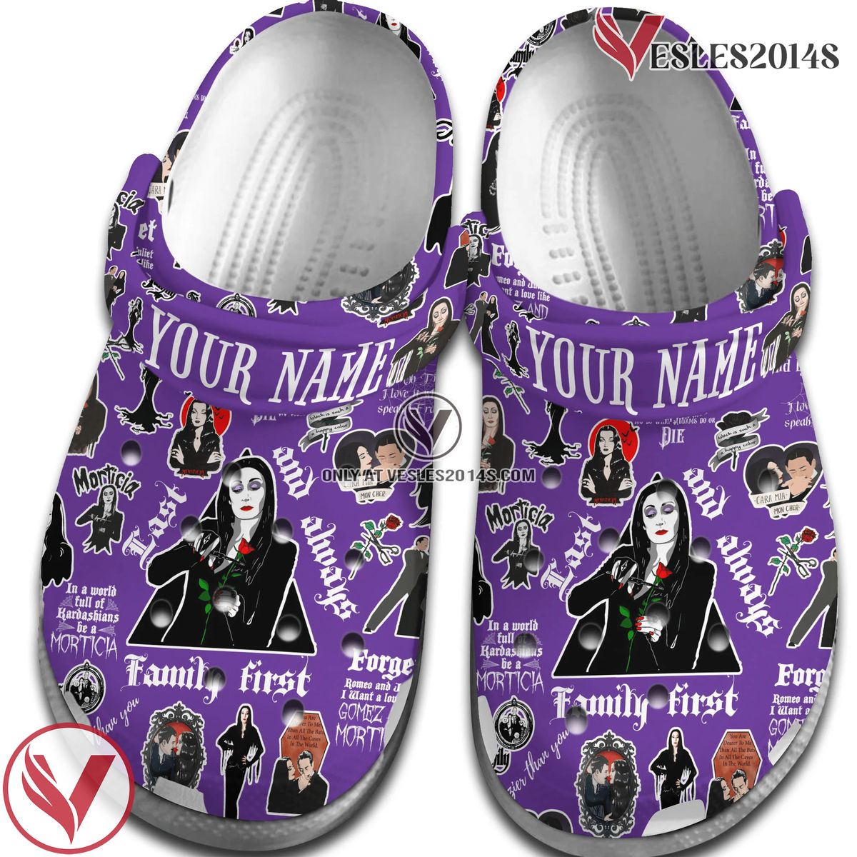 Mother Day morticia addams Crocs Crocband Clogs Shoes Comfortable For Men Women and Kids Style 4, Unique Gift From Vesles2014S 2