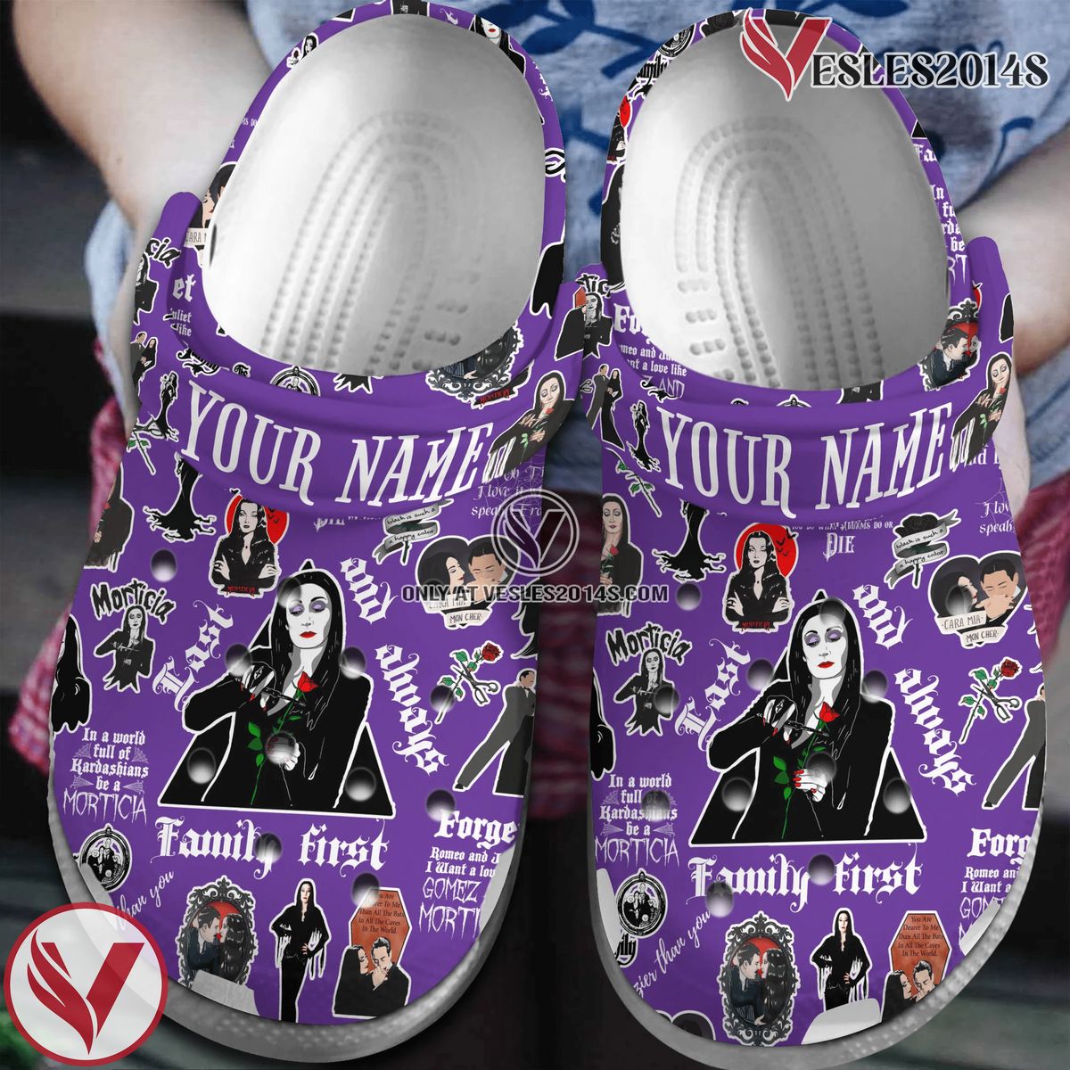 Mother Day morticia addams Crocs Crocband Clogs Shoes Comfortable For Men Women and Kids Style 4, Unique Gift From Vesles2014S
