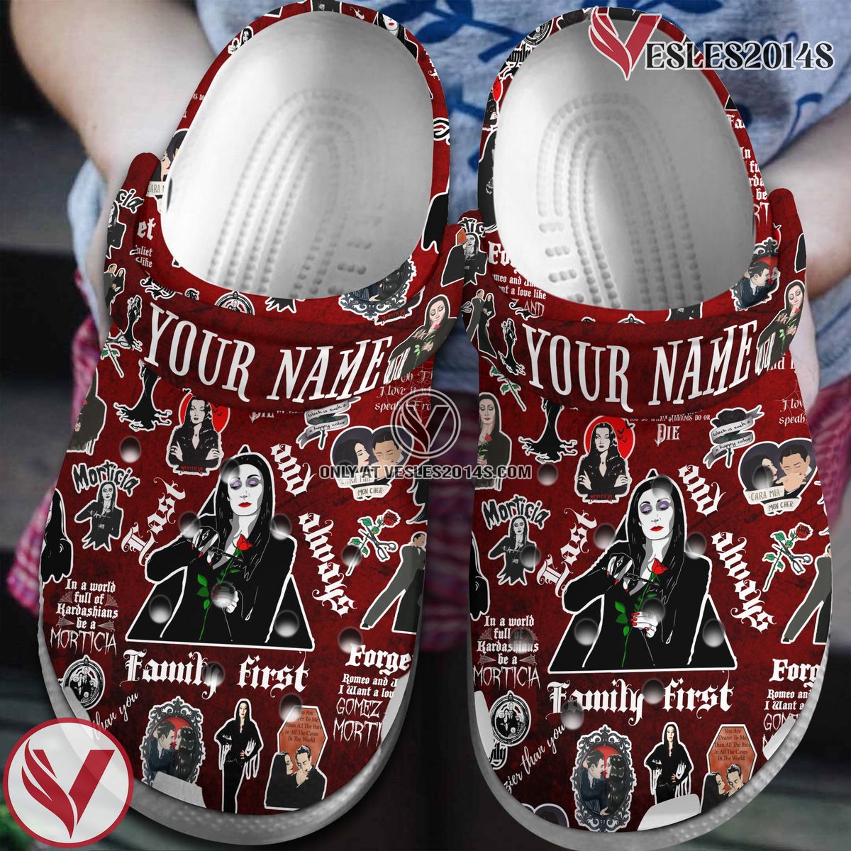 Mother Day morticia addams Crocs Crocband Clogs Shoes Comfortable For Men Women and Kids Style 5, Unique Gift From Vesles2014S
