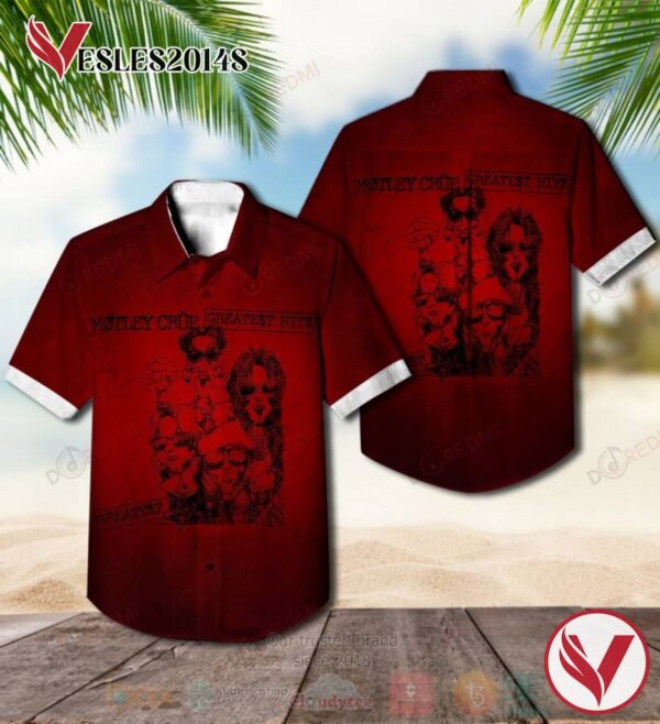 Motley Crue Greatest Hits Red Album Hawaiian Shirt, Best Gift For Music Lovers Vesles2014S