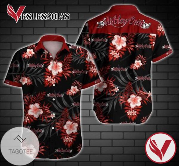 Motley Crue Hawaiian Graphic Print Short Sleeve Hawaiian Casual Shirt Vesles2014S 1
