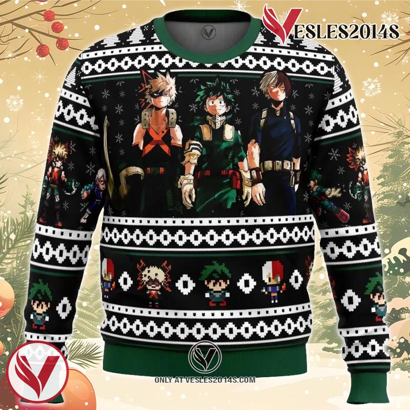 My Hero Academia Top 3 Ugly Christmas Sweater, Unique Christmas Gift For Fans - Vesles2014S