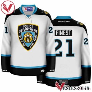 NYPD Shield White Finest Customize Hockey Jersey, Trending Gifts For Fans - Vesles2014s 1