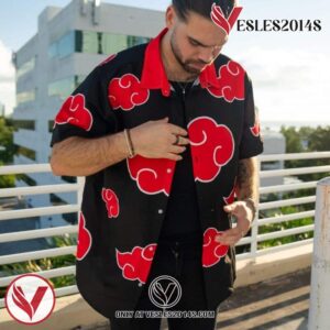 Naruto Akatsuki Hawaiian Button Up Shirt, Perfect Gifts For Anime Lovers - Vesles2014S 1