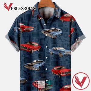 Nascar Vintage Cars Print Casual Breathable Hawaiian Shirt, Best Gifts For Summer Vesles2014S 1
