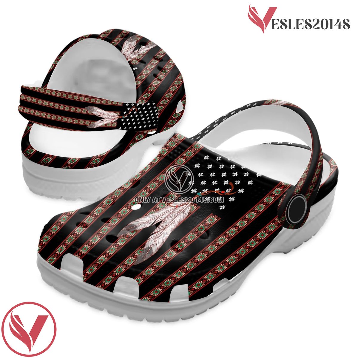 Native American Crocs Clog Shoes For Kid and Adult Style 12, Unique Gift From Vesles2014S