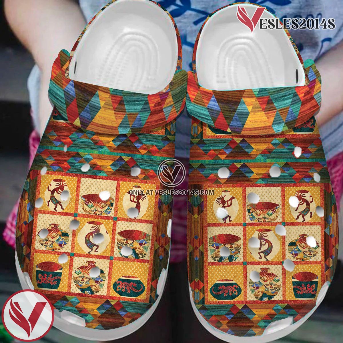 Native American Crocs Clog Shoes For Kid and Adult Style 33, Unique Gift From Vesles2014S