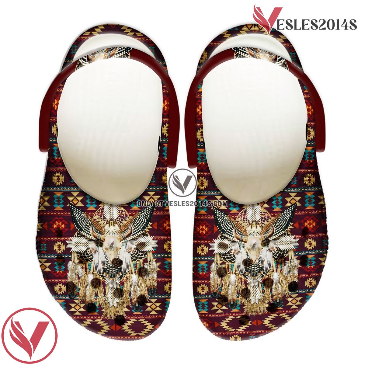 Native American Crocs Clog Shoes For Kid and Adult Style 37, Unique Gift From Vesles2014S 2