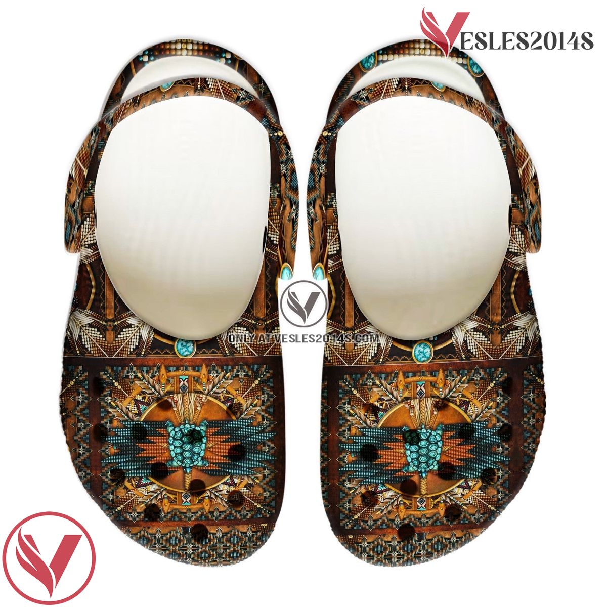 Native American Crocs Clog Shoes For Kid and Adult Style 46, Unique Gift From Vesles2014S 2
