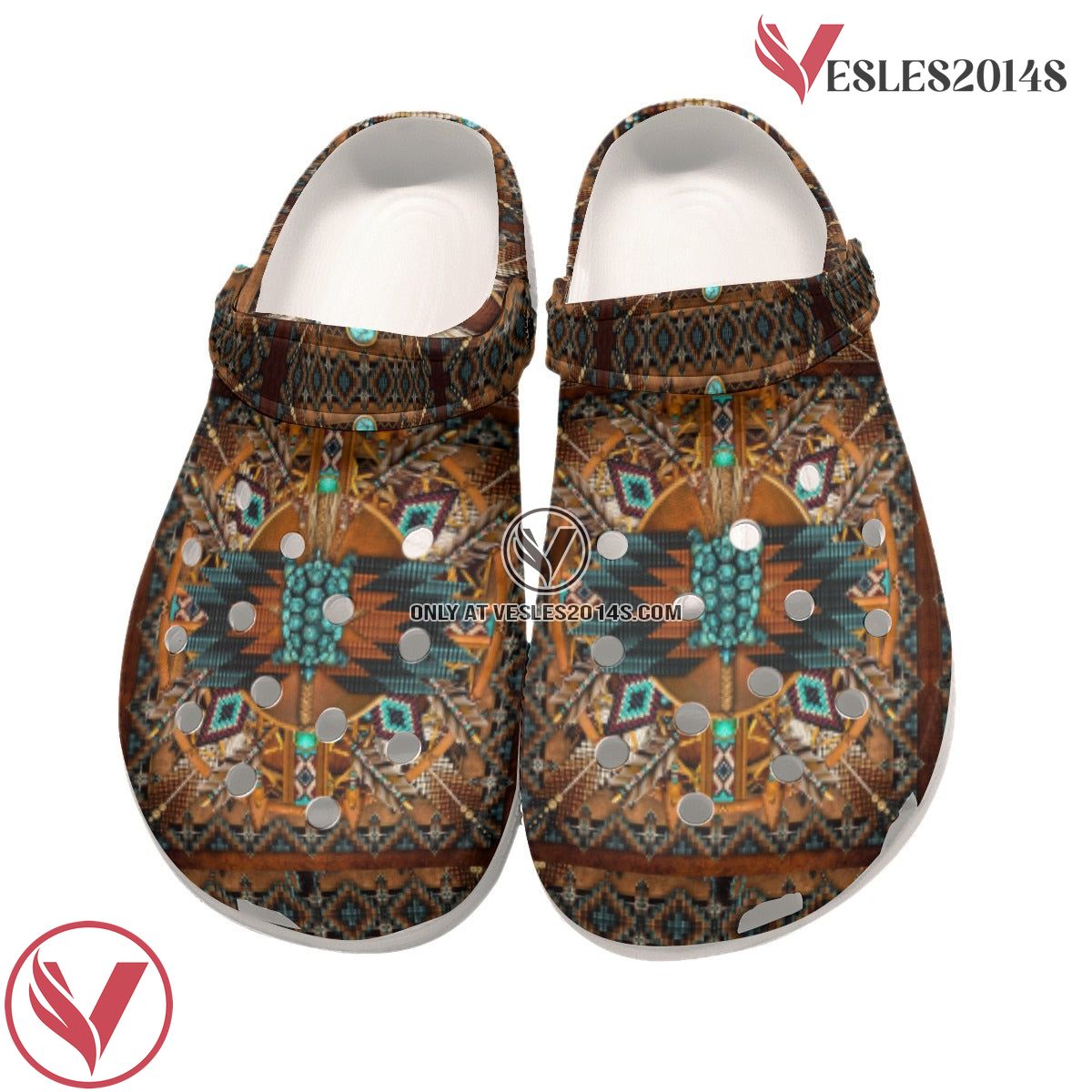 Native American Crocs Clog Shoes For Kid and Adult Style 46, Unique Gift From Vesles2014S 4