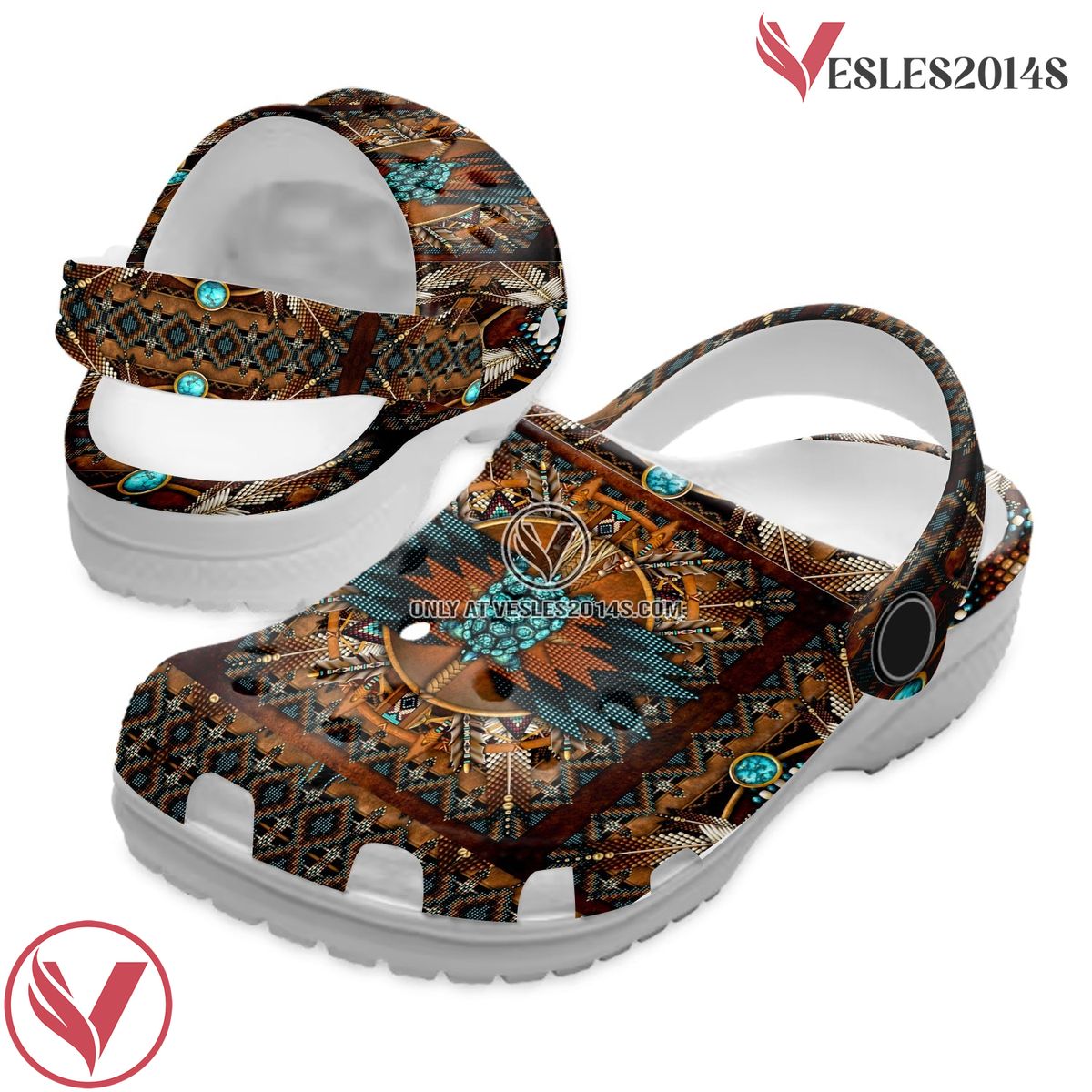 Native American Crocs Clog Shoes For Kid and Adult Style 46, Unique Gift From Vesles2014S