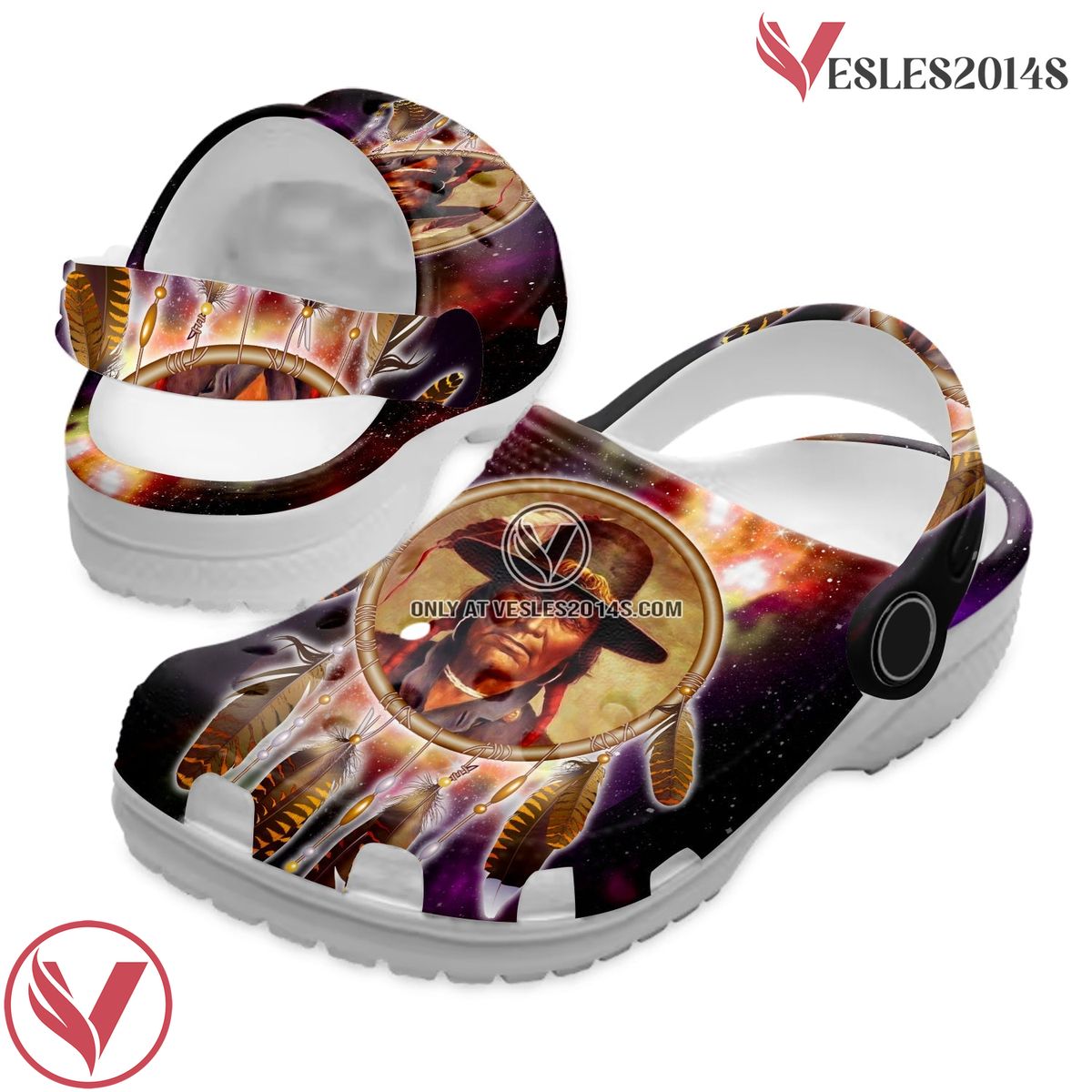 Native American Crocs Clog Shoes For Kid and Adult Style 58, Unique Gift From Vesles2014S