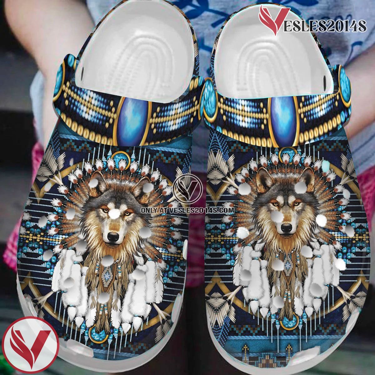 Native American Crocs Clog Shoes For Kid and Adult Style 67, Unique Gift From Vesles2014S