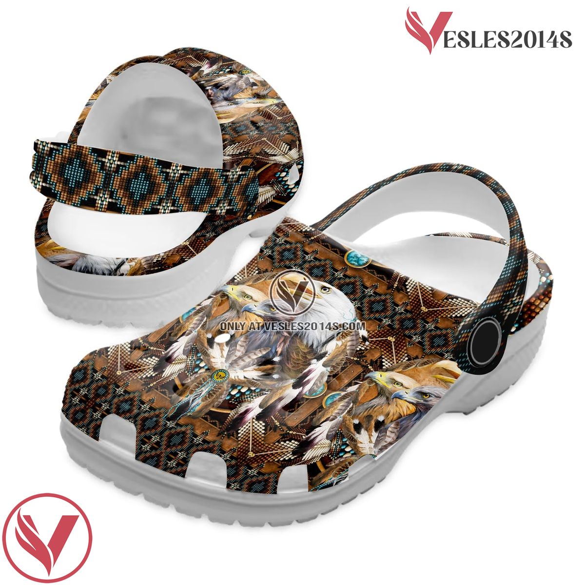 Native American Crocs Clog Shoes For Kid and Adult Style 73, Unique Gift From Vesles2014S
