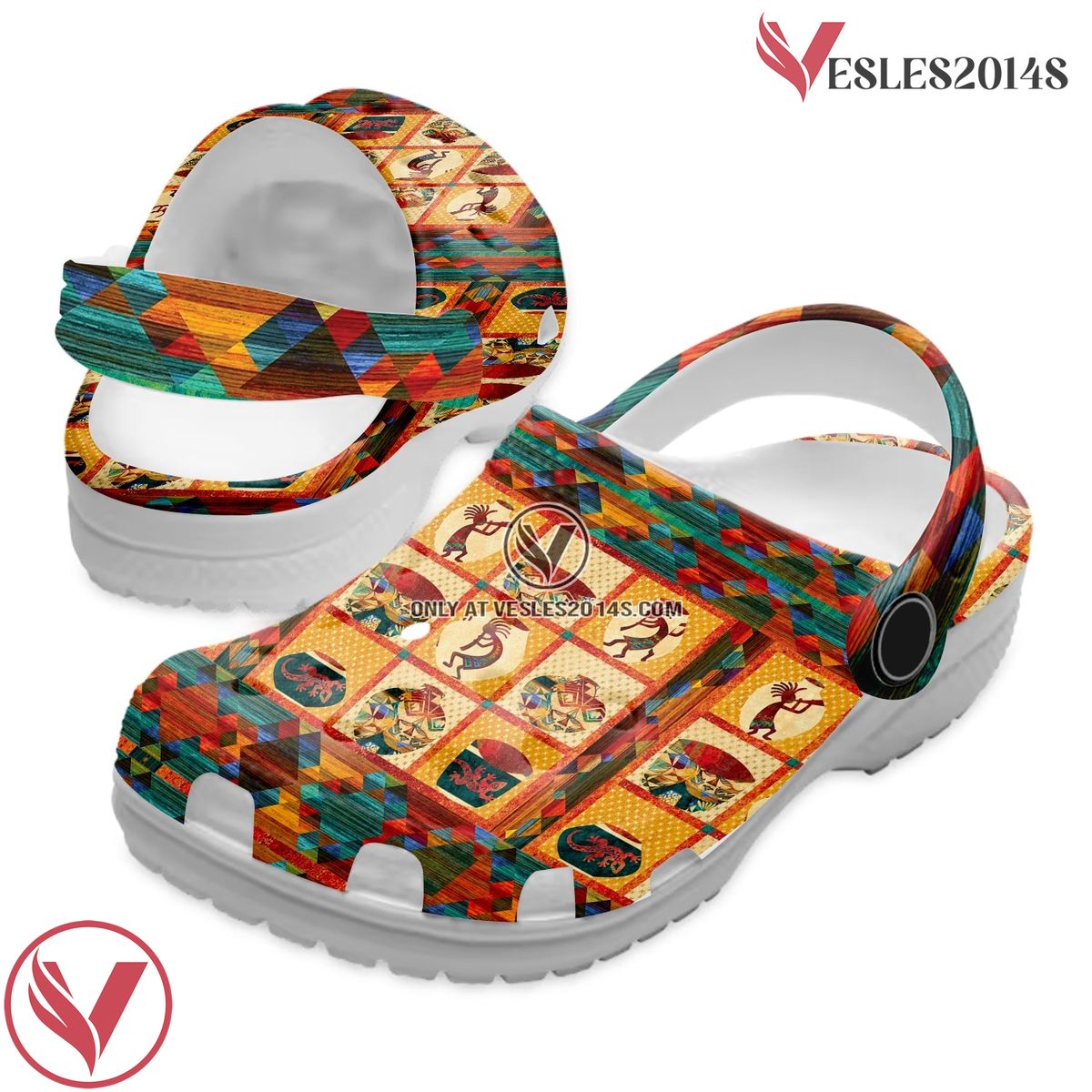 Native American Crocs Clog Shoes For Kid and Adult Style 9, Unique Gift From Vesles2014S