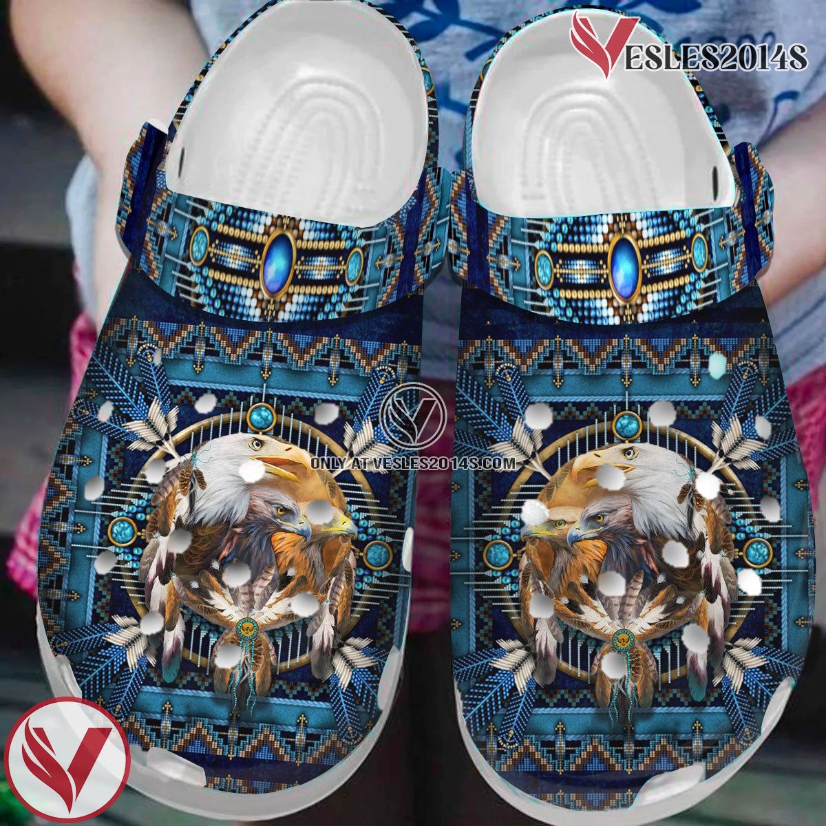 Native American Eagle Crocs For Kid and Adult Style 2, Unique Gift From Vesles2014S