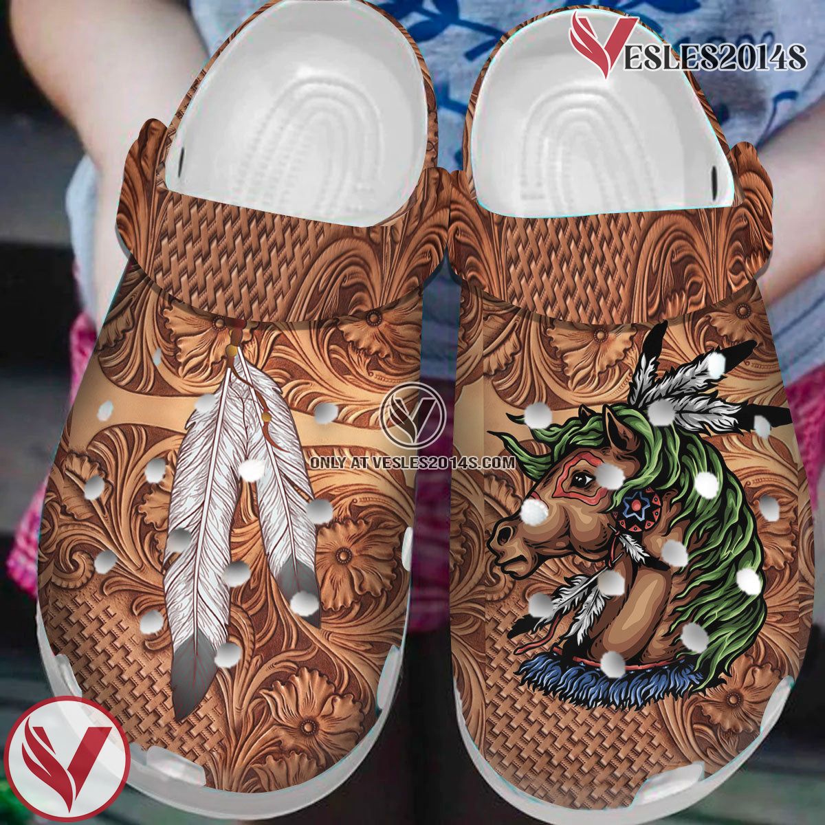 Native American Feather – Horse Crocs Clog Shoes For Kid and Adult, Unique Gift From Vesles2014S