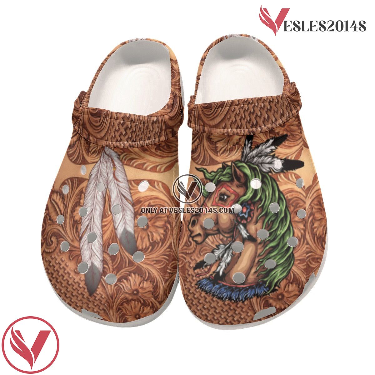 Native American Native Feather – Horse Crocs Clog Shoes For Kid and Adult, Unique Gift From Vesles2014S 3