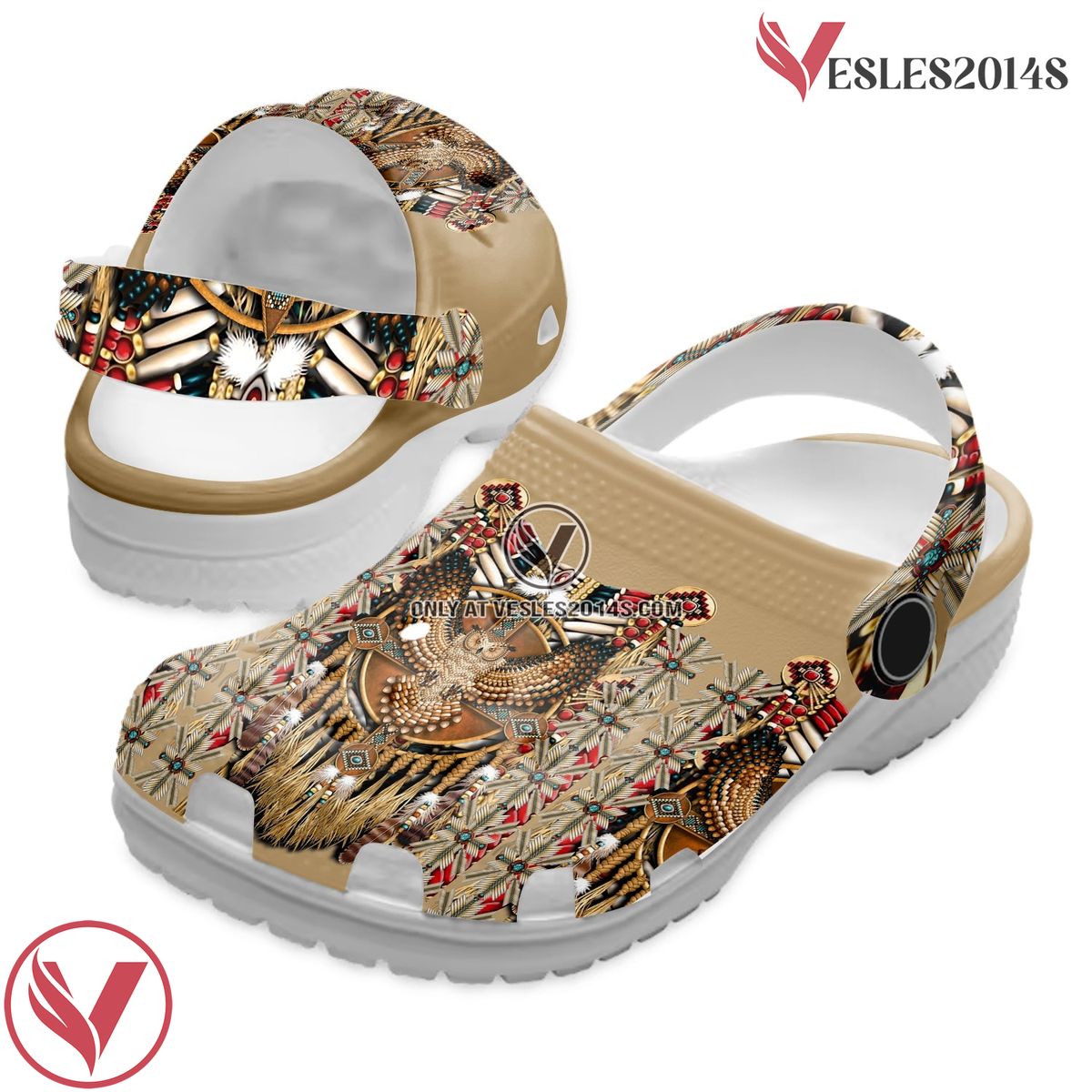 Native American Native Owl Feather Crocs Clog Shoes For Kid and Adult Style 2, Unique Gift From Vesles2014S