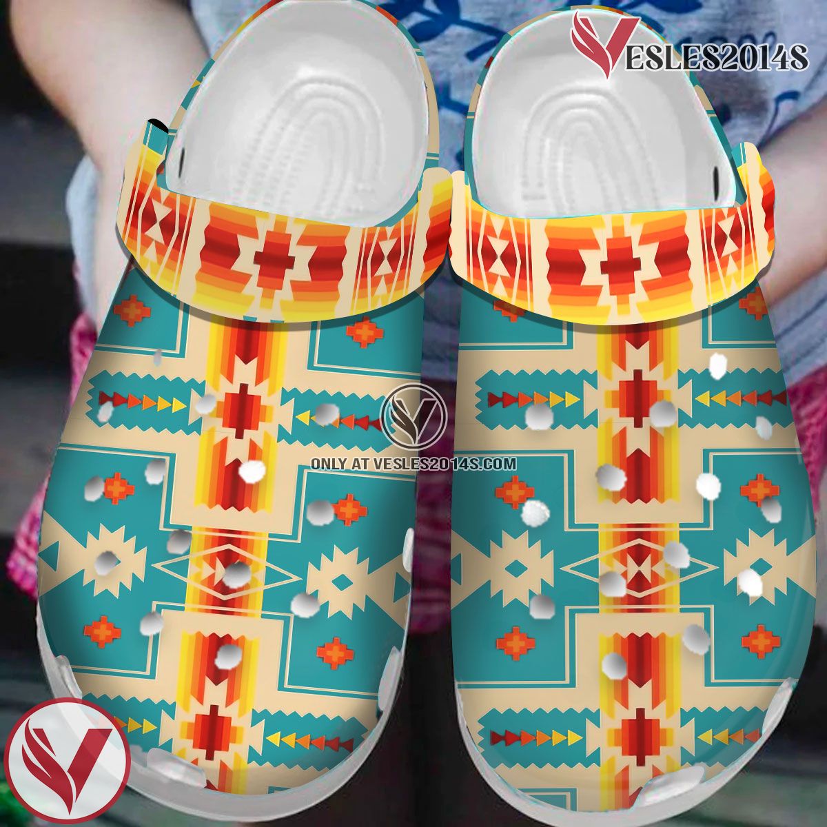 Native American Pattern Crocs Clog Shoes For Kid and Adult Style 4, Unique Gift From  Vesles2014S