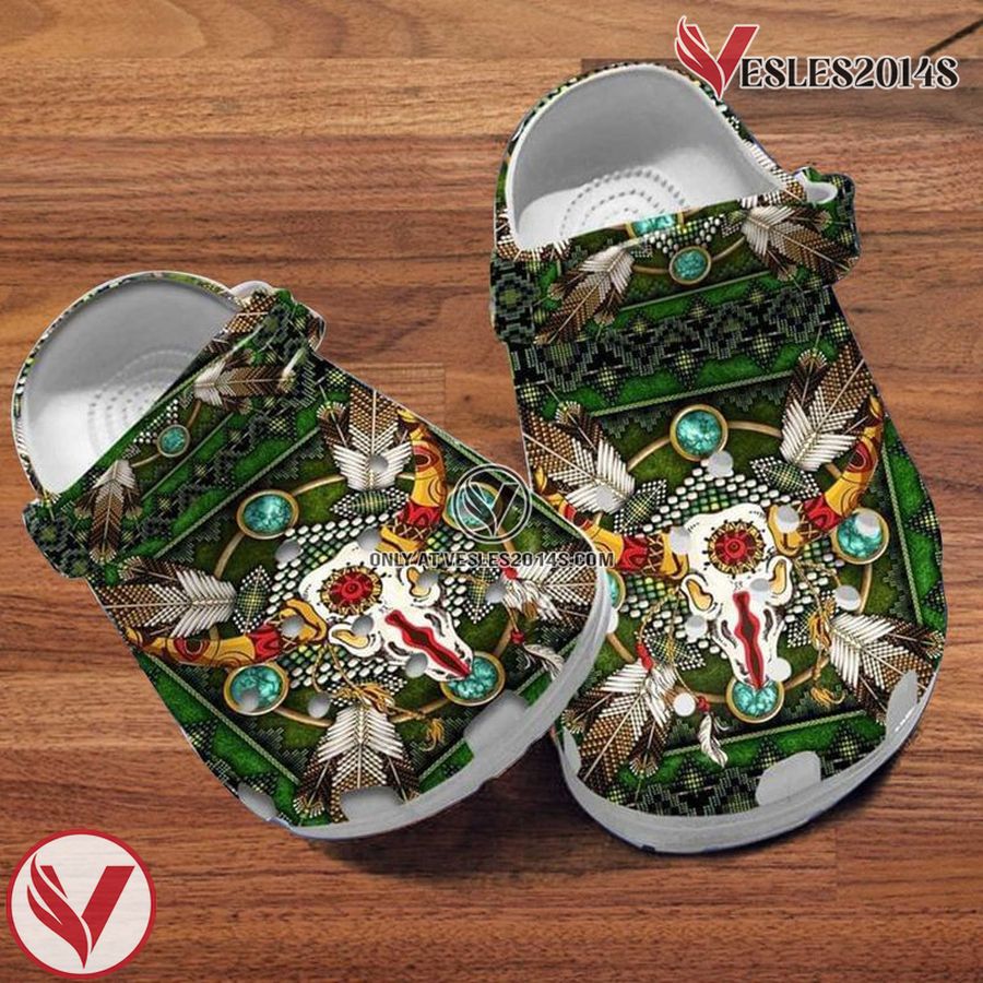 Native American Skull Cows Printed Clog Shoes Native Indian Gift Men And Women Clog Shoes High Quality Rubber, Unique Gift From Vesles2014S