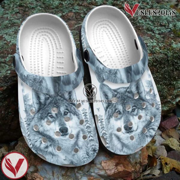Native American Wihte Wolf Crocs Clog Shoes For Kid and Adult Style 1, Unique Gift From  Vesles2014S 2