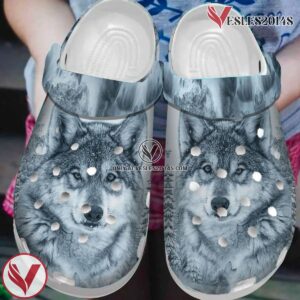 Native American Wihte Wolf Crocs Clog Shoes For Kid and Adult Style 1, Unique Gift From  Vesles2014S