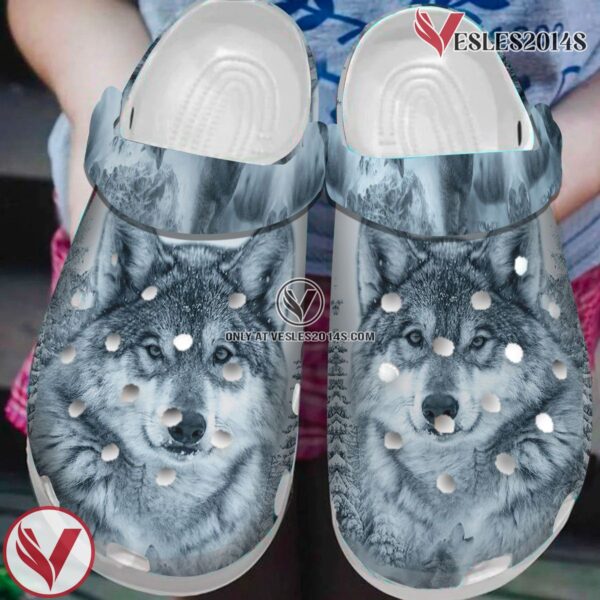 Native American Wihte Wolf Crocs Clog Shoes For Kid and Adult Style 1, Unique Gift From  Vesles2014S