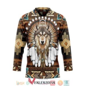 Native American Wolf Hockey Jersey Shirt, Trending Gifts For Fans - Vesles2014s