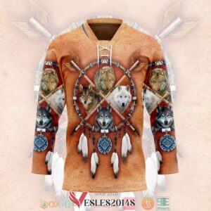 Native American Wolves Dreamcatcher Hockey Jersey Shirt, Trending Gifts For Fans - Vesles2014s 2