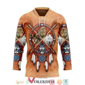 Native American Wolves Dreamcatcher Hockey Jersey Shirt, Trending Gifts For Fans - Vesles2014s