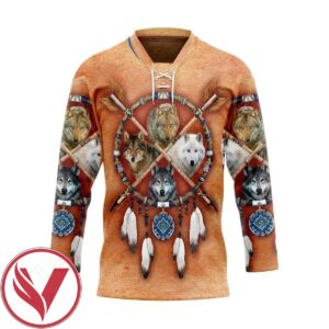 Native American Wolves Dreamcatcher Hockey Jersey, Trending Gifts For Fans - Vesles2014s