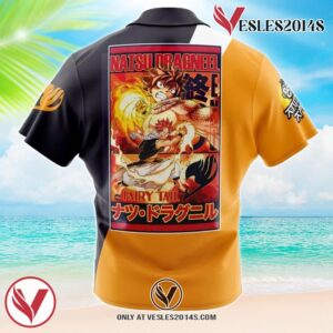 Natsu Dragneel Fairy Tail Hawaiian Button Up Shirt, Perfect Gifts For Anime Lovers - Vesles2014S 1