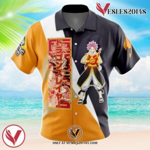 Natsu Dragneel Fairy Tail Hawaiian Button Up Shirt, Perfect Gifts For Anime Lovers - Vesles2014S