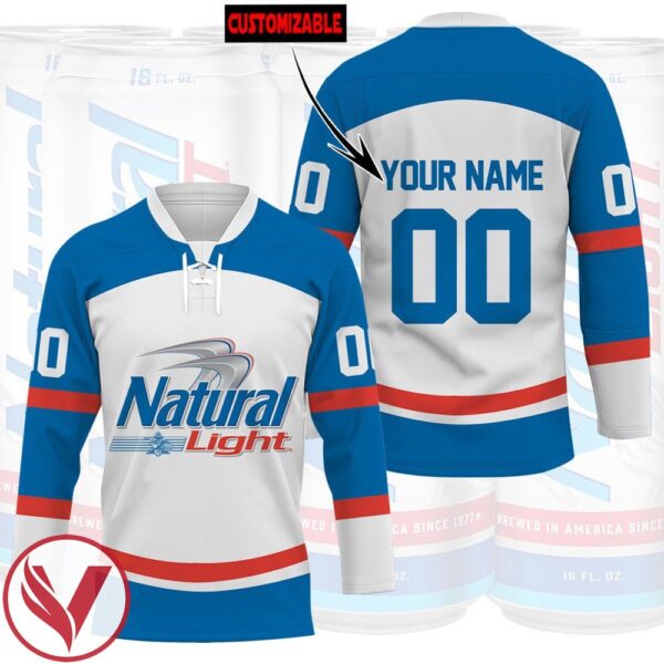 Natural Light Personalized Hockey Jersey, Trending Gifts For Fans - Vesles2014s