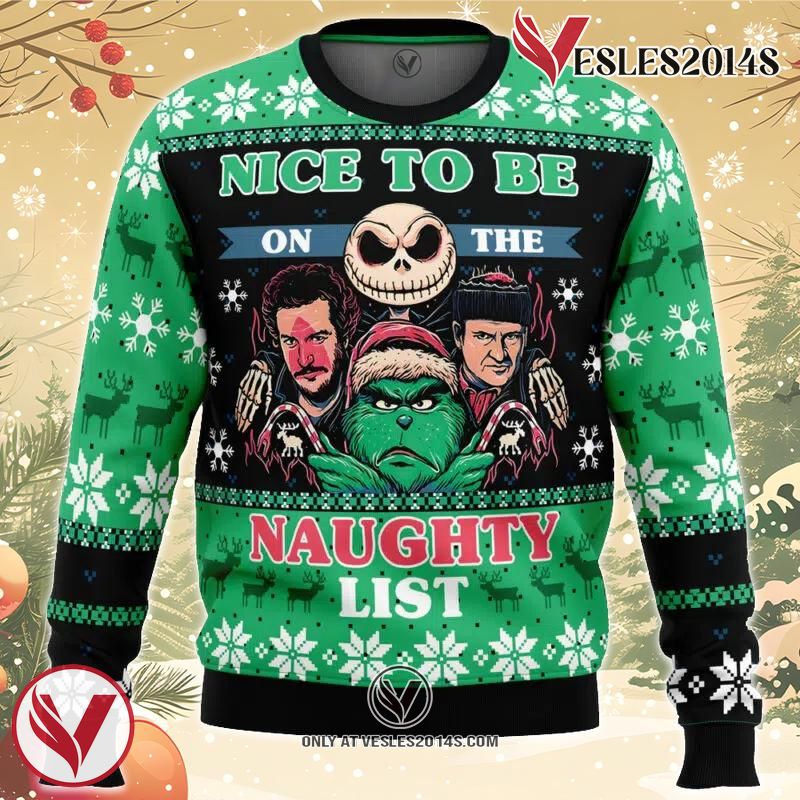 Naughty List Club Pop Culture Ugly Christmas Sweater, Unique Christmas Gift For Fans - Vesles2014S
