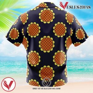 Navy Blue Monkey D. Luffy Lucy Dressrosa One Piece Hawaiian Button Up Shirt, Perfect Gifts For Anime Lovers - Vesles2014S 2