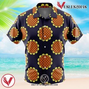 Navy Blue Monkey D. Luffy Lucy Dressrosa One Piece Hawaiian Button Up Shirt, Perfect Gifts For Anime Lovers - Vesles2014S