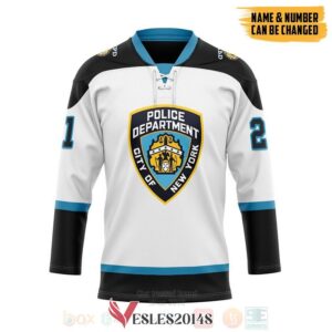 New York City Police Department Personalized Hockey Jersey, Trending Gifts For Fans - Vesles2014s