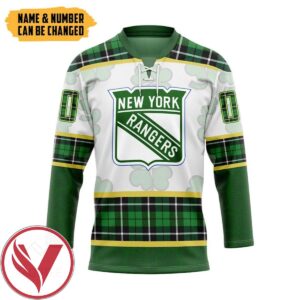 New York Rangers St Patrick Day Custom Name Custom Number Hockey Jersey, Trending Gifts For Fans - Vesles2014s