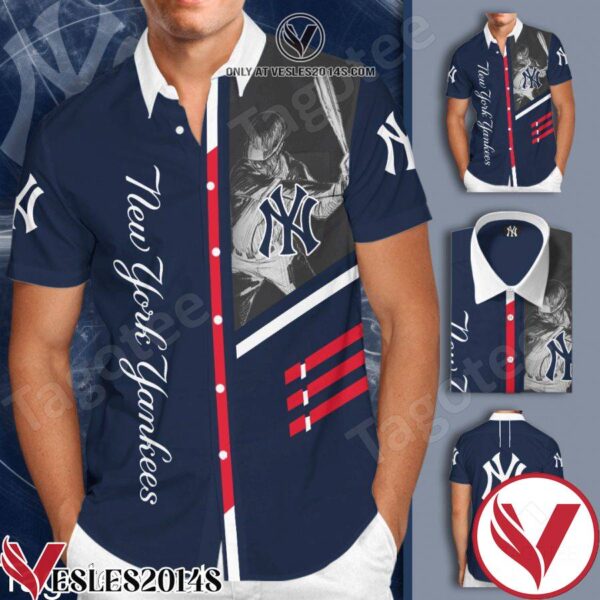 New York Yankees Navy Hawaiian Shirt And Short, Unique Gifts For Friends - Vesles2014S 1