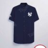 New York Yankees Navy Logo Branded Hawaiian Shirt And Short, Unique Gifts For Friends - Vesles2014S 1