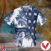 New York Yankees Palm Tree White Cobalt Hawaiian Shirt And Short, Unique Gifts For Friends - Vesles2014S 1