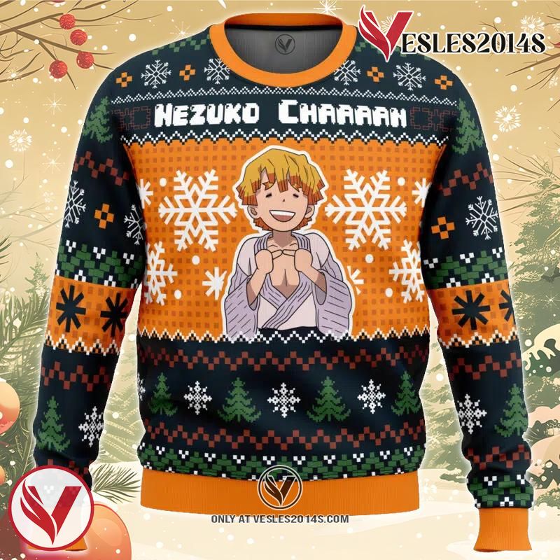 Nezuko Chaaaan Demon Slayer Ugly Christmas Sweater, Unique Christmas Gift For Fans - Vesles2014S