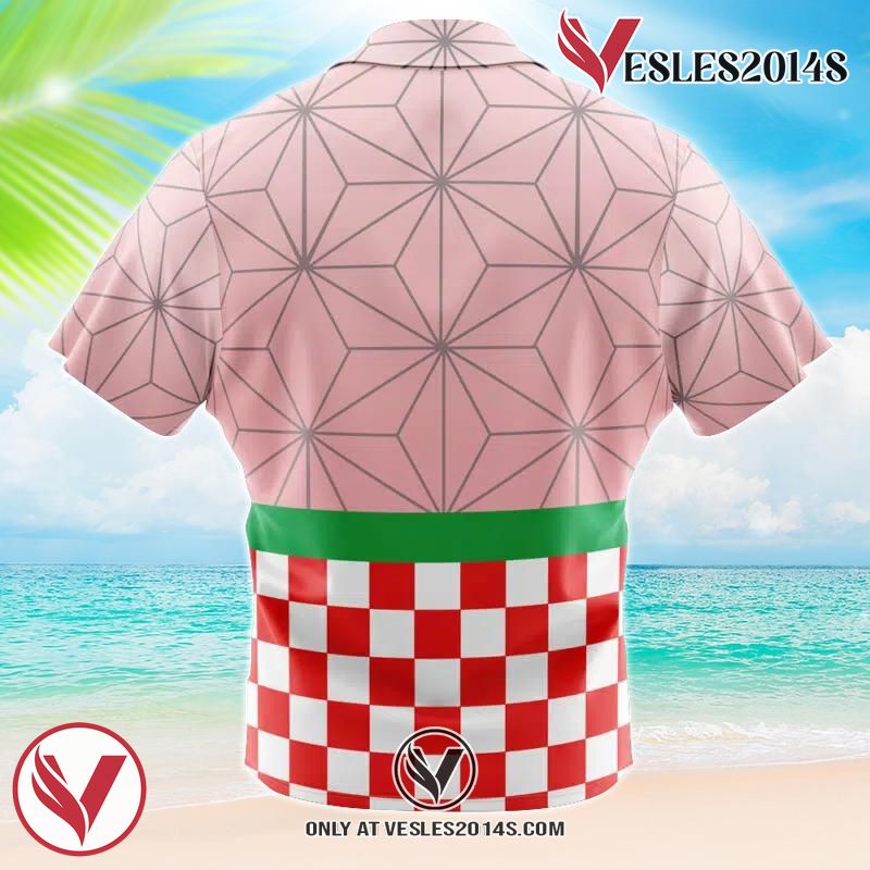 Nezuko Kamado Demon Slayer Hawaiian Button Up Shirt, Perfect Gifts For Anime Lovers - Vesles2014S 1